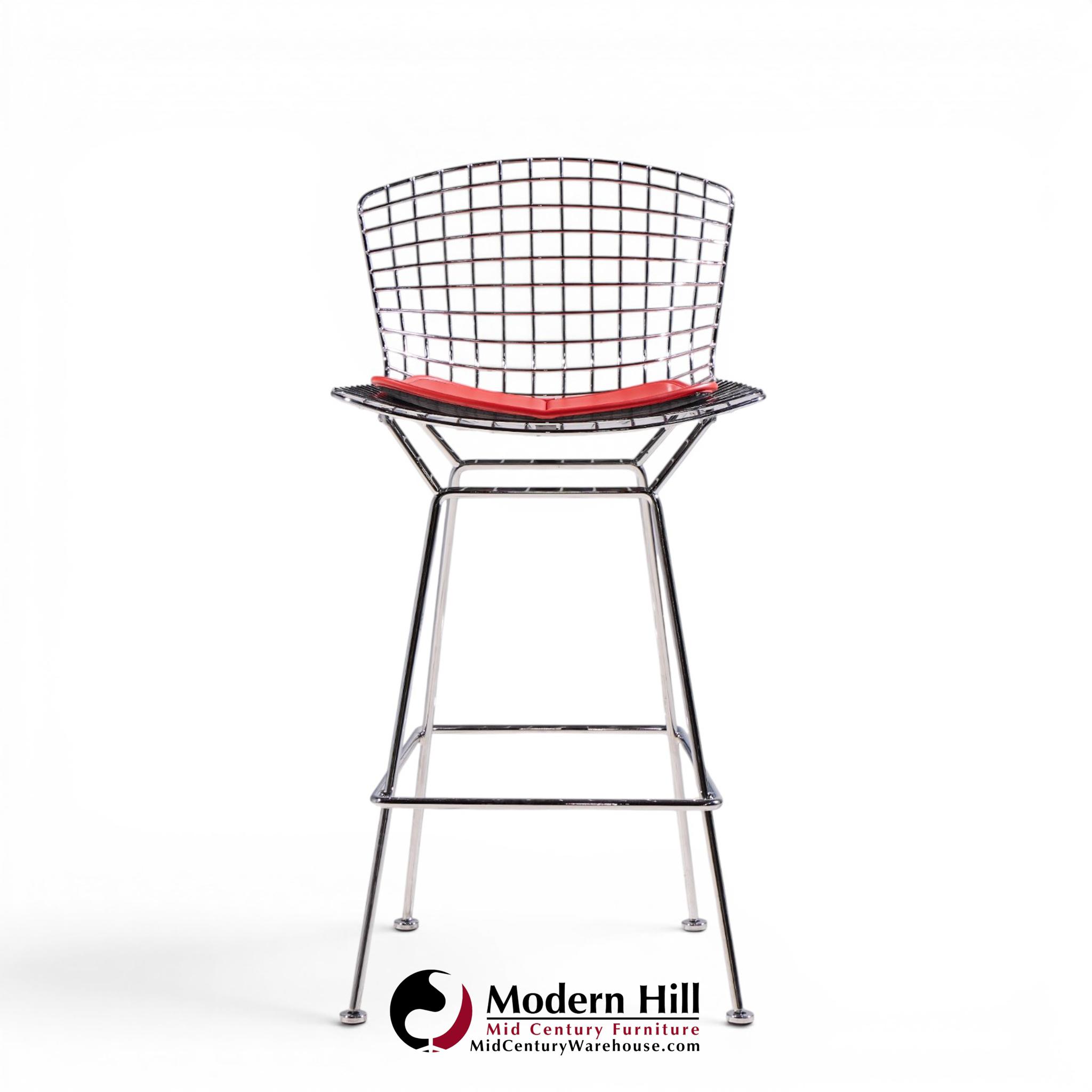 harry bertoia for knoll mid century chrome bar stools - pair