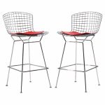 harry bertoia for knoll mid century chrome bar stools - pair