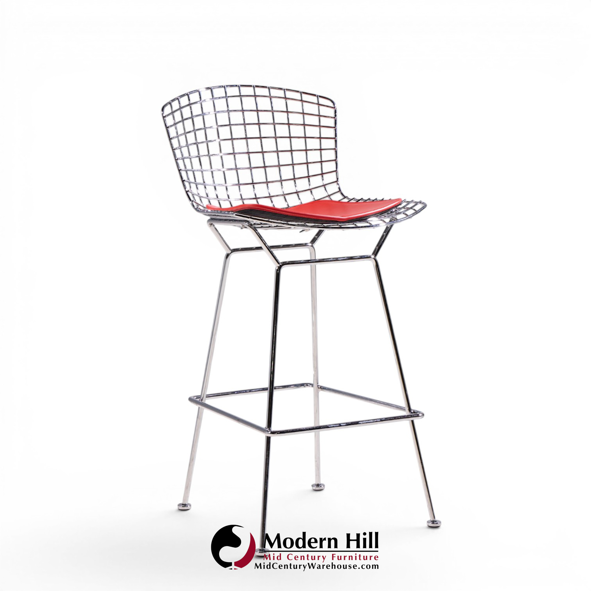 harry bertoia for knoll mid century chrome bar stools - set of 10