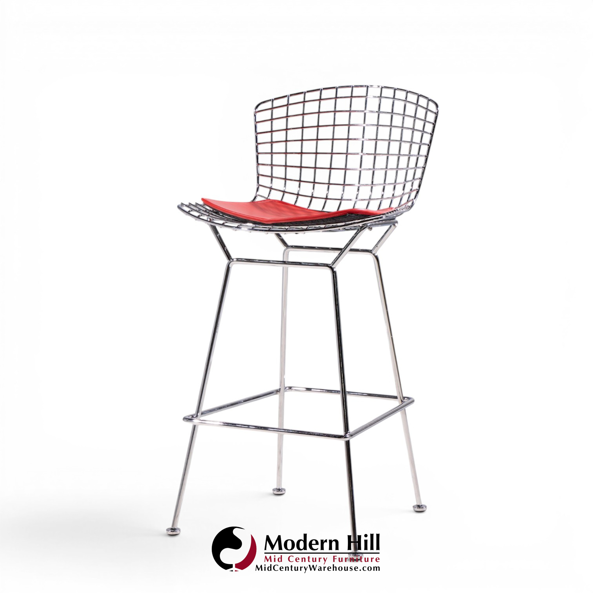 harry bertoia for knoll mid century chrome bar stools - set of 10