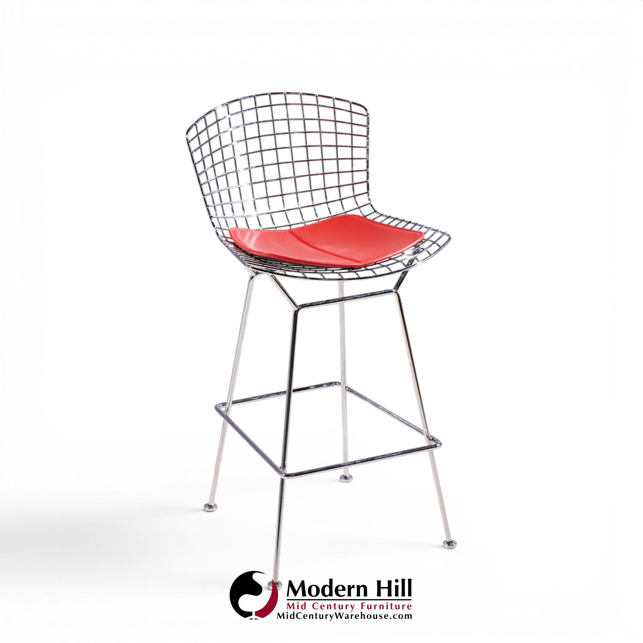 harry bertoia for knoll mid century chrome bar stools - set of 10