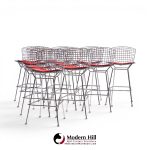 harry bertoia for knoll mid century chrome bar stools - set of 10