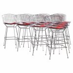 harry bertoia for knoll mid century chrome bar stools - set of 10