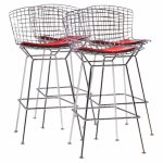 harry bertoia for knoll mid century chrome bar stools - set of 4