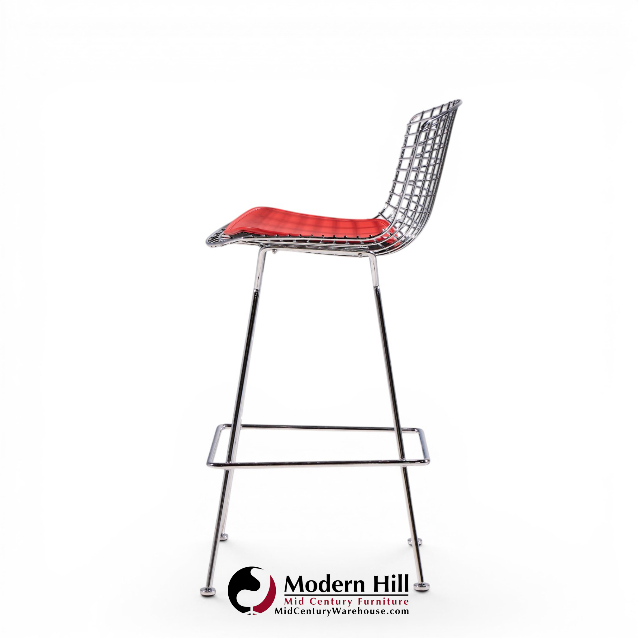 harry bertoia for knoll mid century chrome bar stools - set of 6