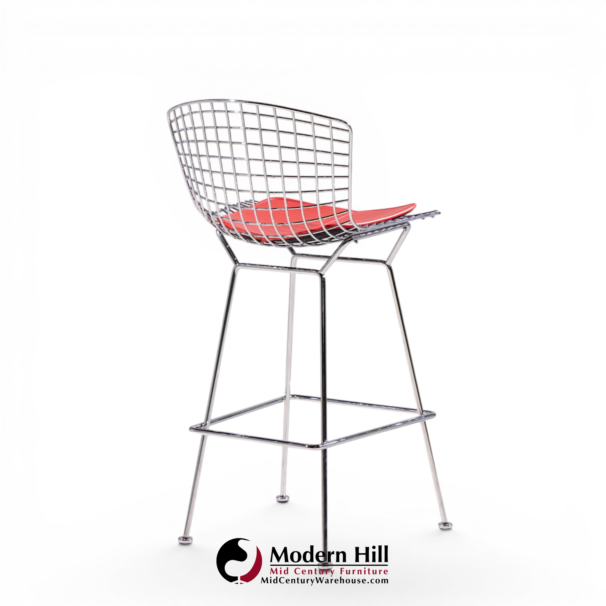 harry bertoia for knoll mid century chrome bar stools - set of 6
