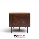 harvey probber mid century walnut and travertine top executive desk
