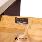 harvey probber mid century walnut and travertine top executive desk