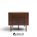 harvey probber mid century walnut and travertine top executive desk