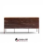 harvey probber mid century walnut and travertine top executive desk
