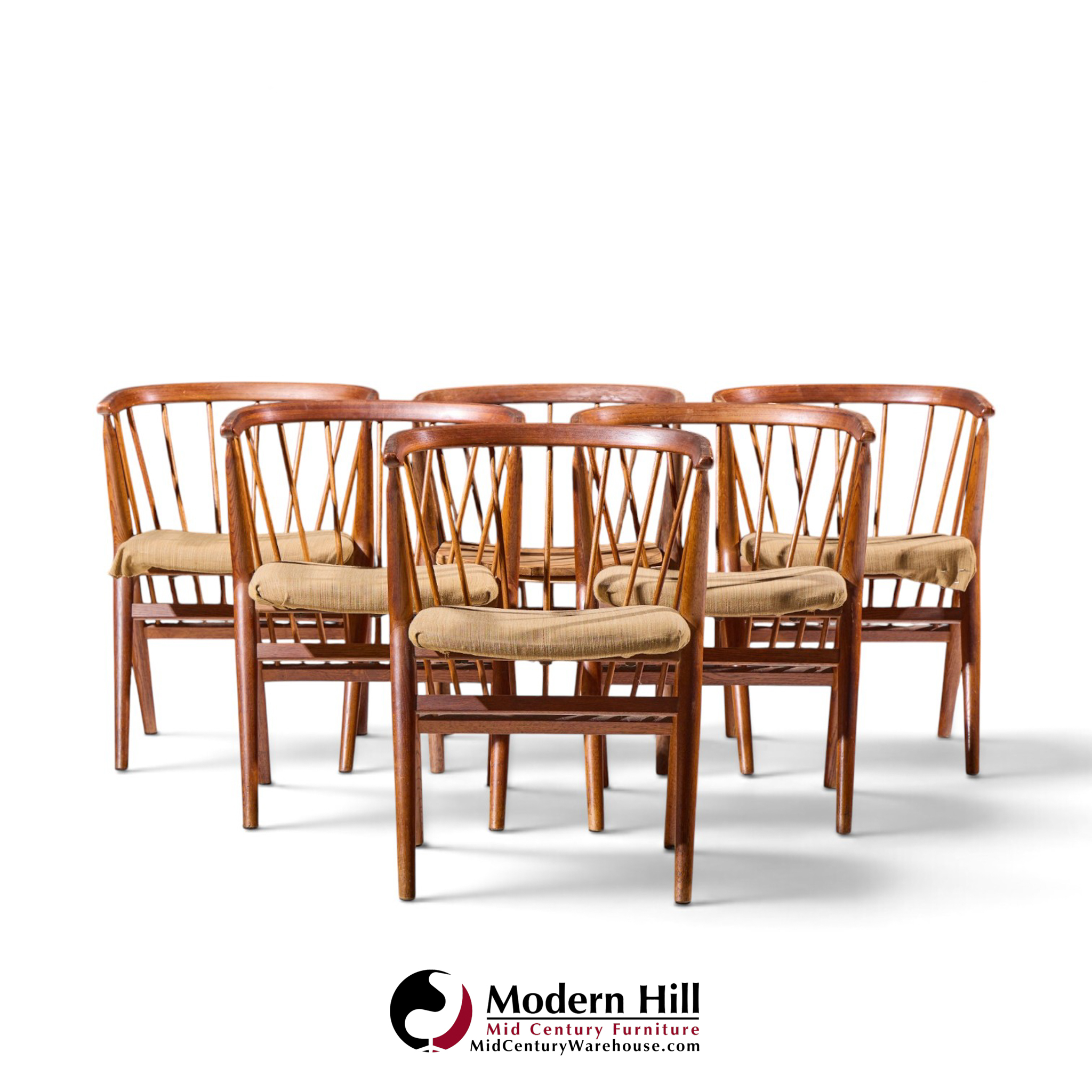 helge sibast no. 8 mid century swedish teak chairs - set of 6