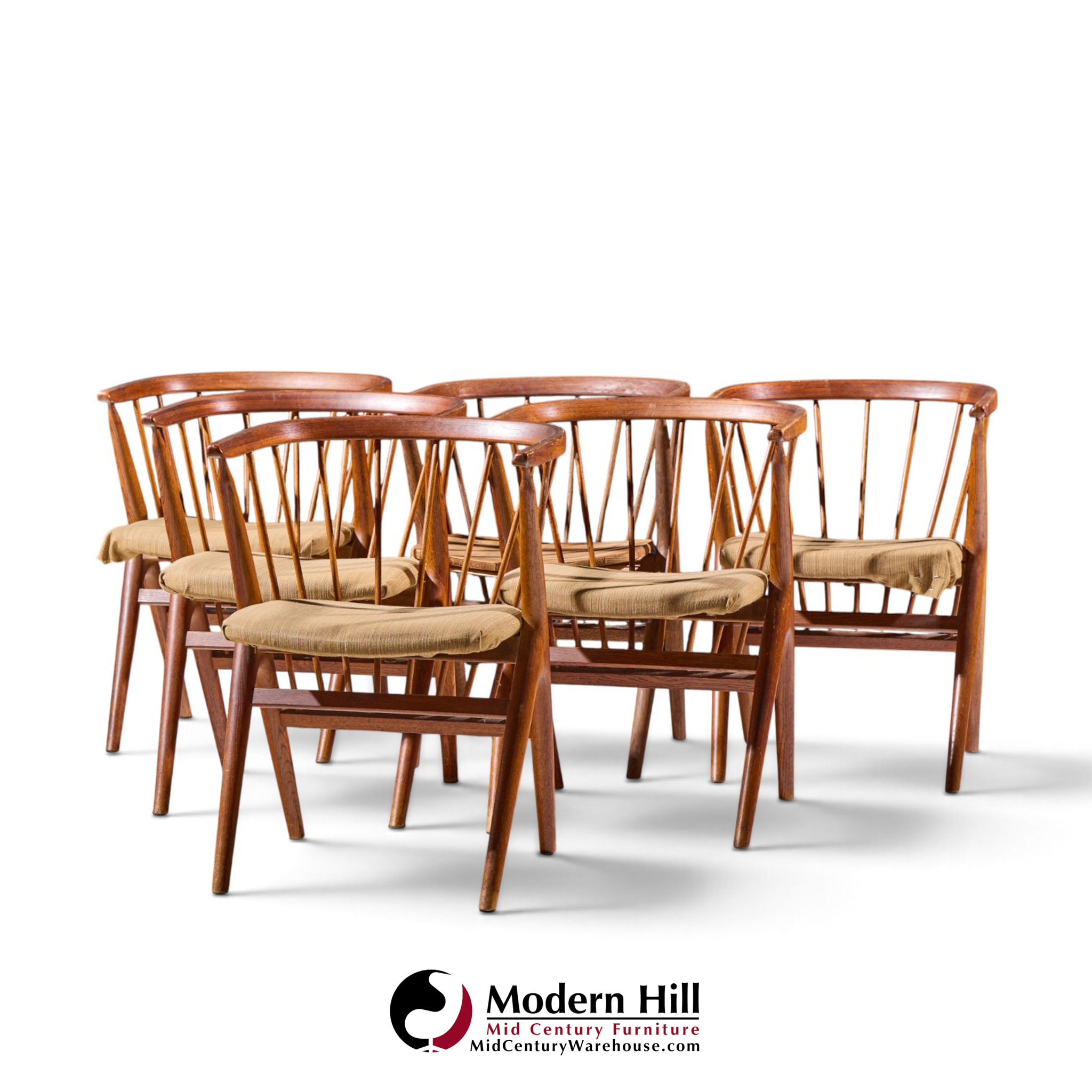 helge sibast no. 8 mid century swedish teak chairs - set of 6