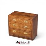 henredon scene one mid century oak and brass campaign dresser chests of drawers - pair