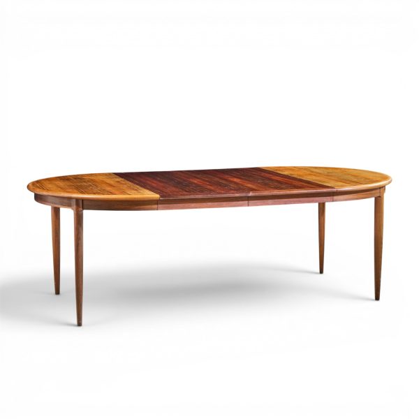 jl moller mid century danish rosewood expanding dining table with 2 leaves