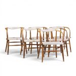 jack cartwright for boling chair company mid century walnut dining chairs - set of 6