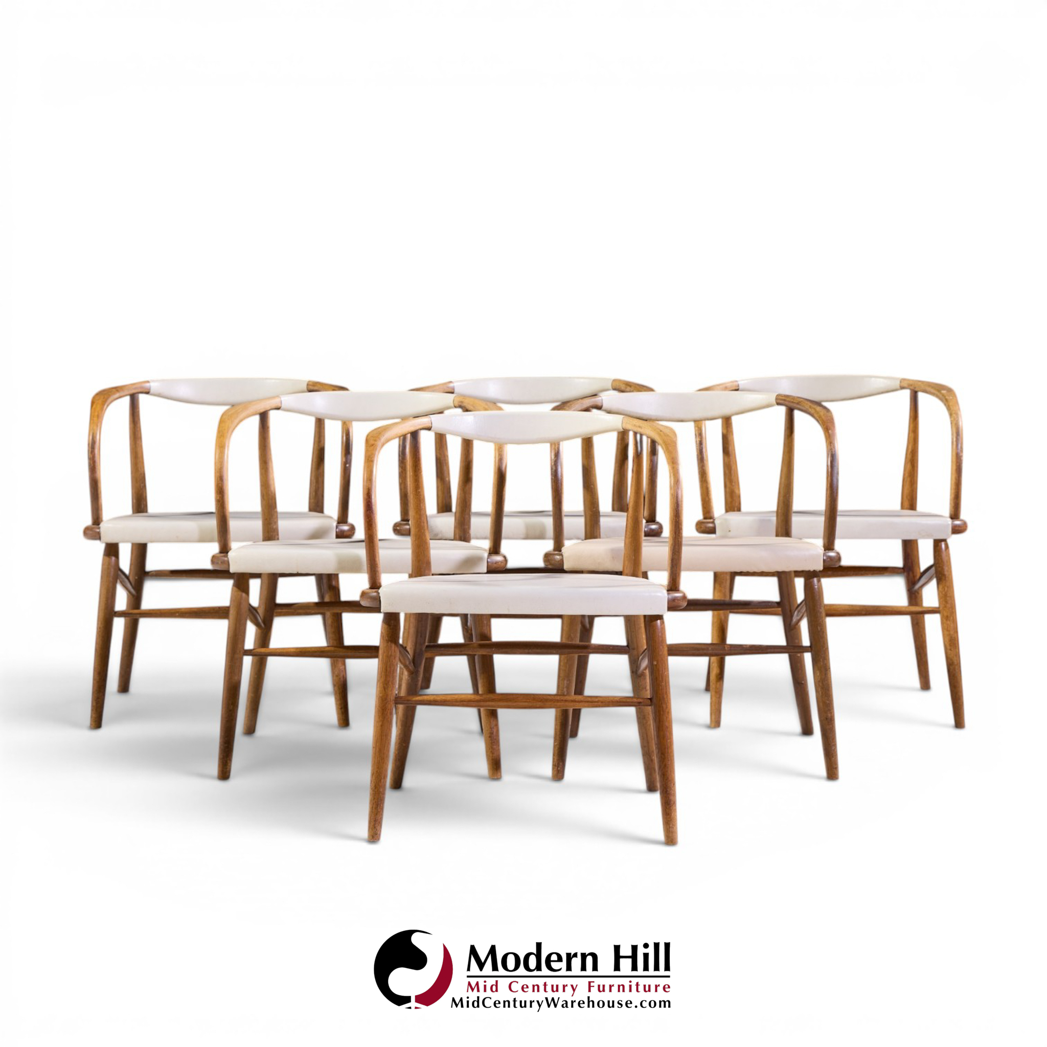 jack cartwright for boling chair company mid century walnut dining chairs - set of 6