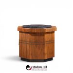 jack cartwright for founders style mid century walnut and slate side tables - pair