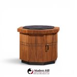 jack cartwright for founders style mid century walnut and slate side tables - pair