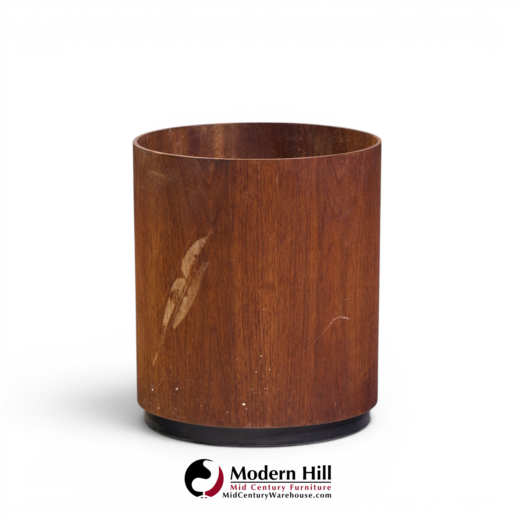jens risom mid century walnut waste basket