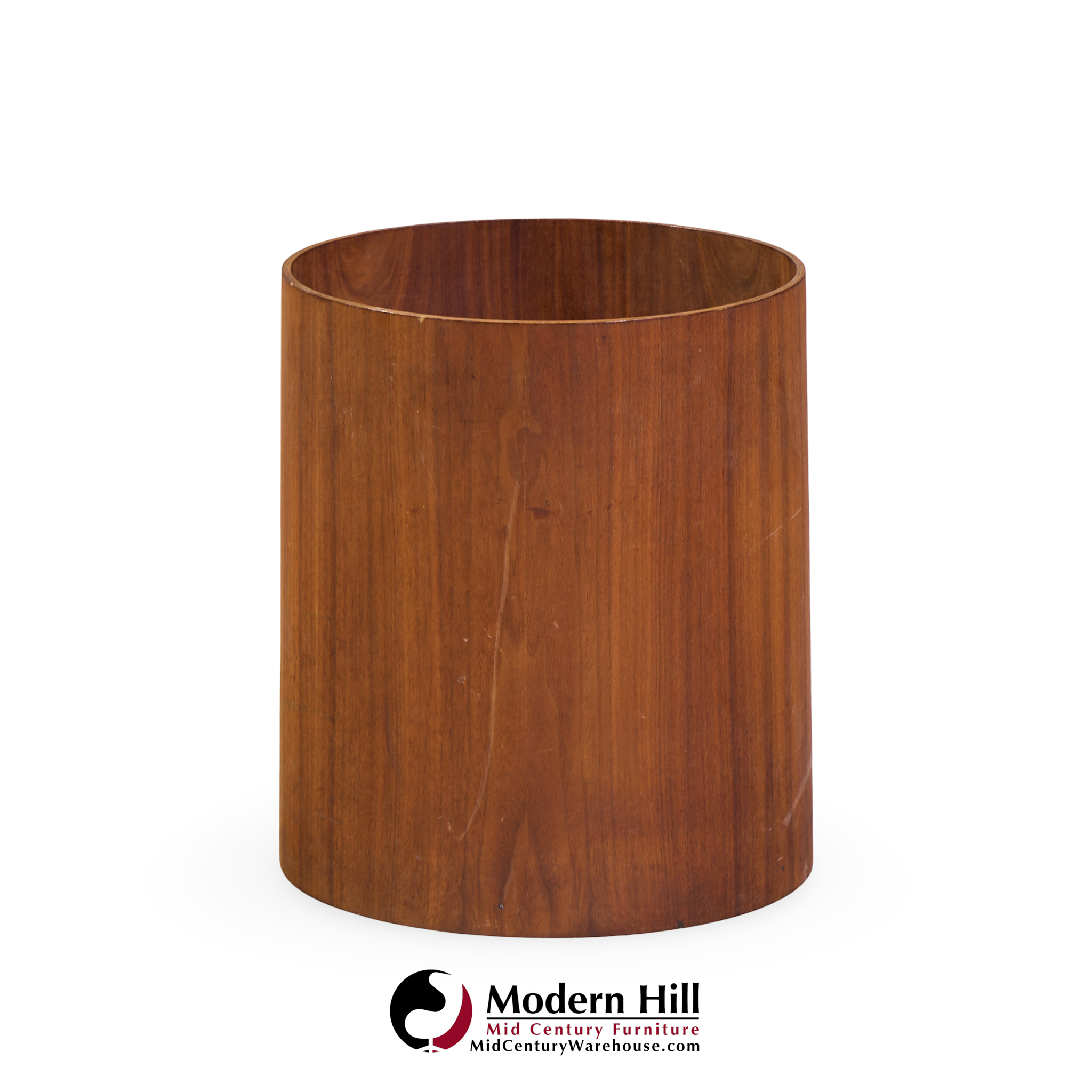 jens risom mid century walnut waste basket