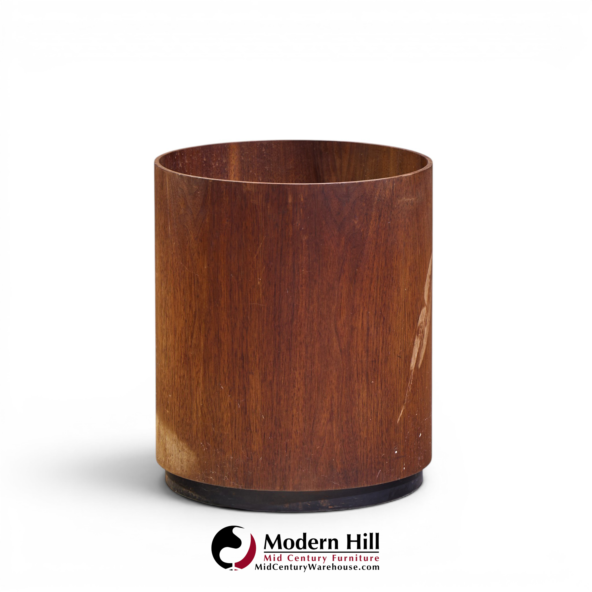 jens risom mid century walnut waste basket