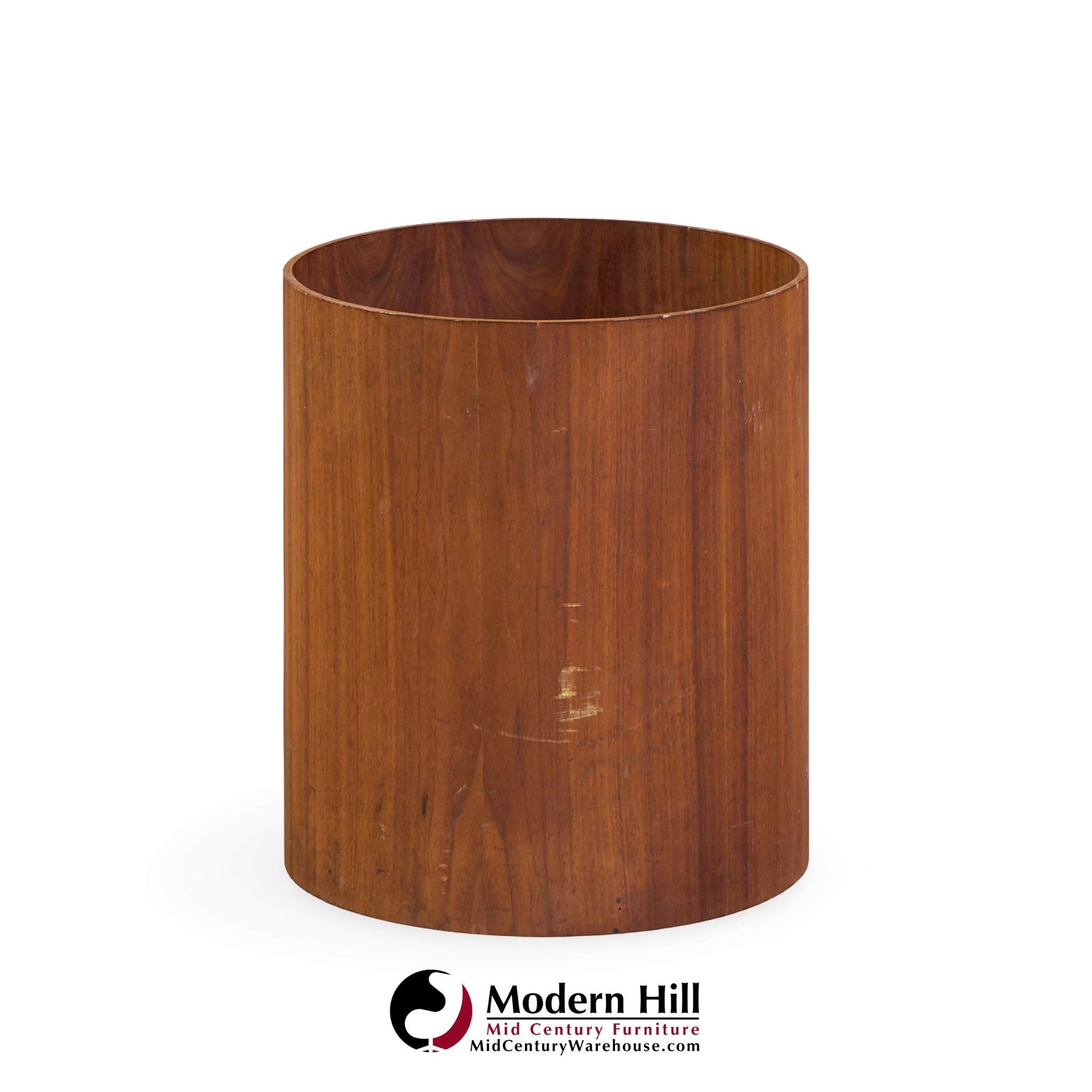 jens risom mid century walnut waste basket