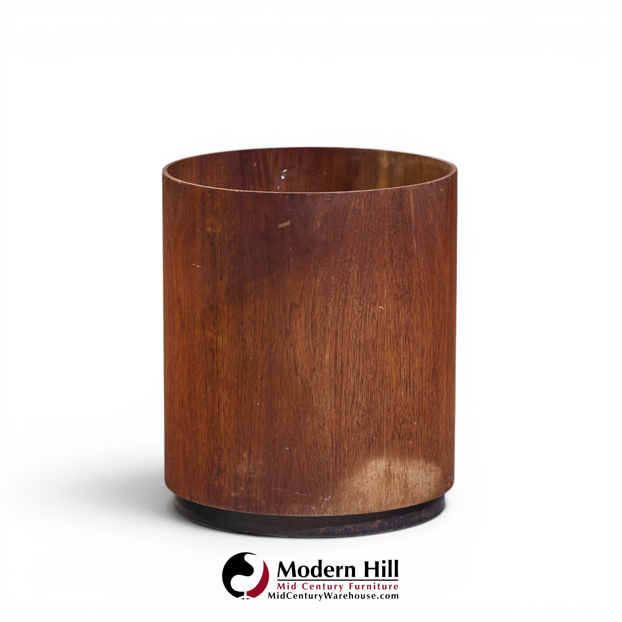 jens risom mid century walnut waste basket
