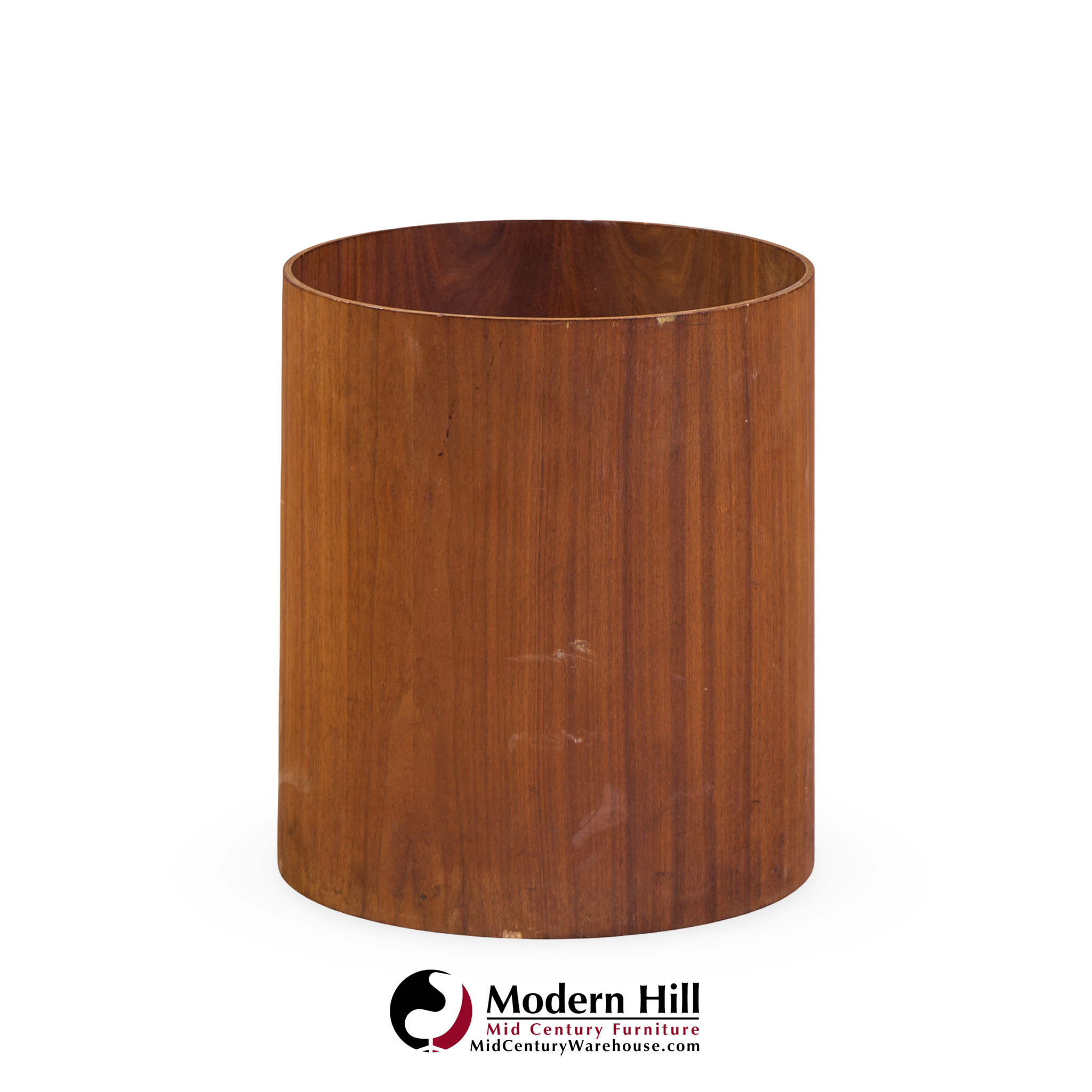 jens risom mid century walnut waste basket