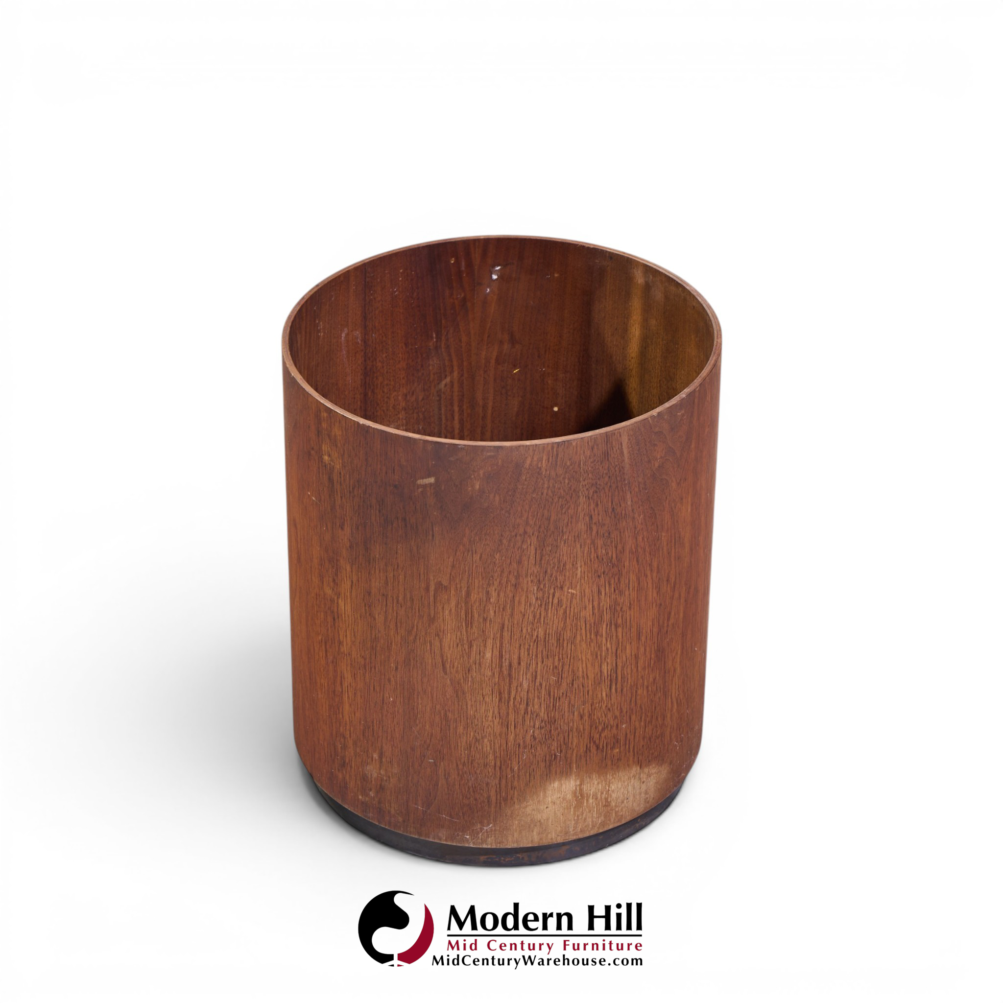 jens risom mid century walnut waste basket