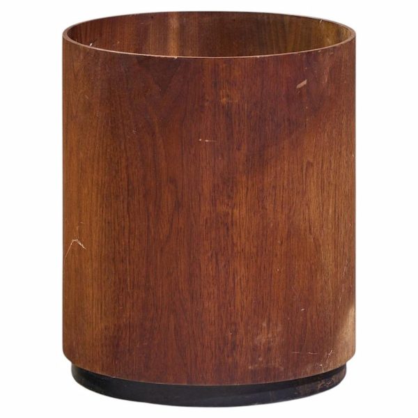 jens risom mid century walnut waste basket
