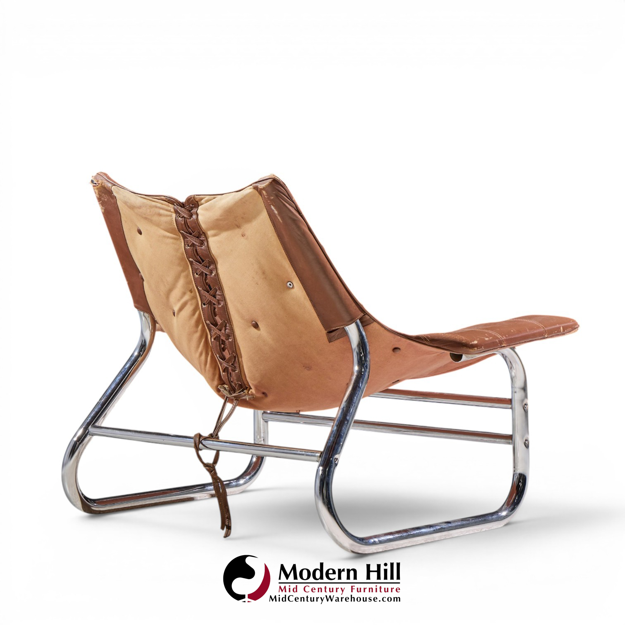 johan bertil häggström for swed-form mid century swedish leather and chrome corset chairs - pair