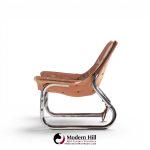 johan bertil häggström for swed-form mid century swedish leather and chrome corset chairs - pair