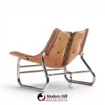 johan bertil häggström for swed-form mid century swedish leather and chrome corset chairs - pair
