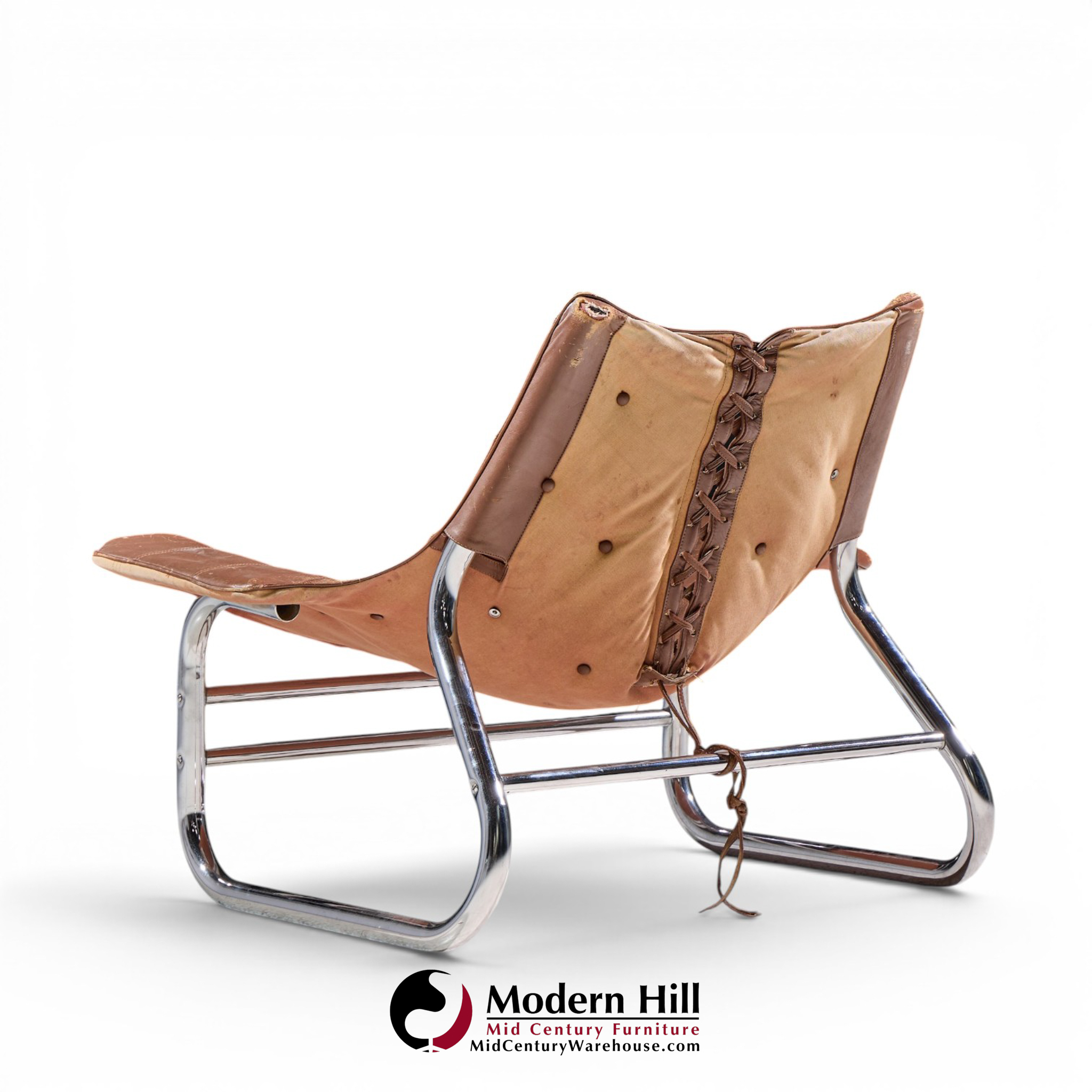 johan bertil häggström for swed-form mid century swedish leather and chrome corset chairs - pair