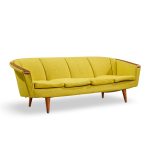 johannes andersen style mid century norwegian teak and wool sofa