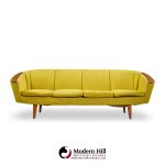 johannes andersen style mid century norwegian teak and wool sofa