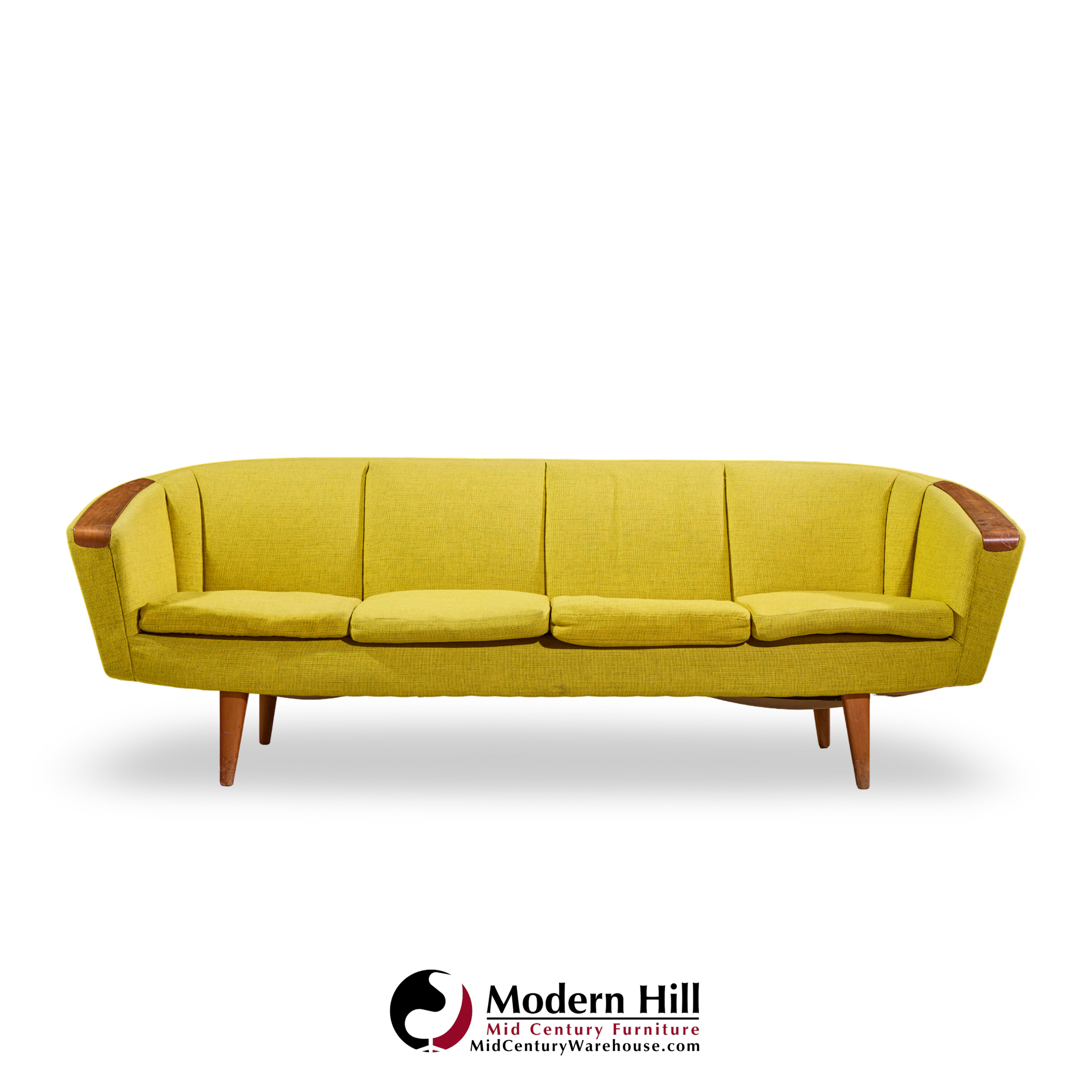 johannes andersen style mid century norwegian teak and wool sofa