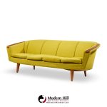 johannes andersen style mid century norwegian teak and wool sofa