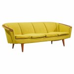 johannes andersen style mid century norwegian teak and wool sofa