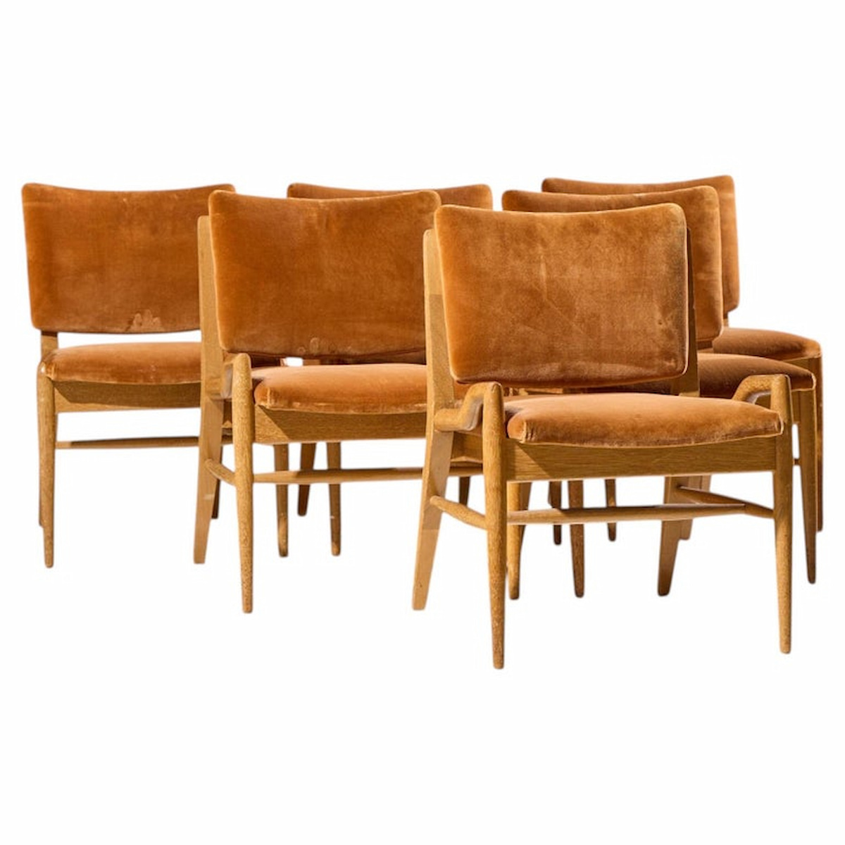 john keal for brown saltman mid century bleached mahogany dining chairs - set of 6