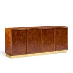 john widdicomb mid century burlwood and brass credenza