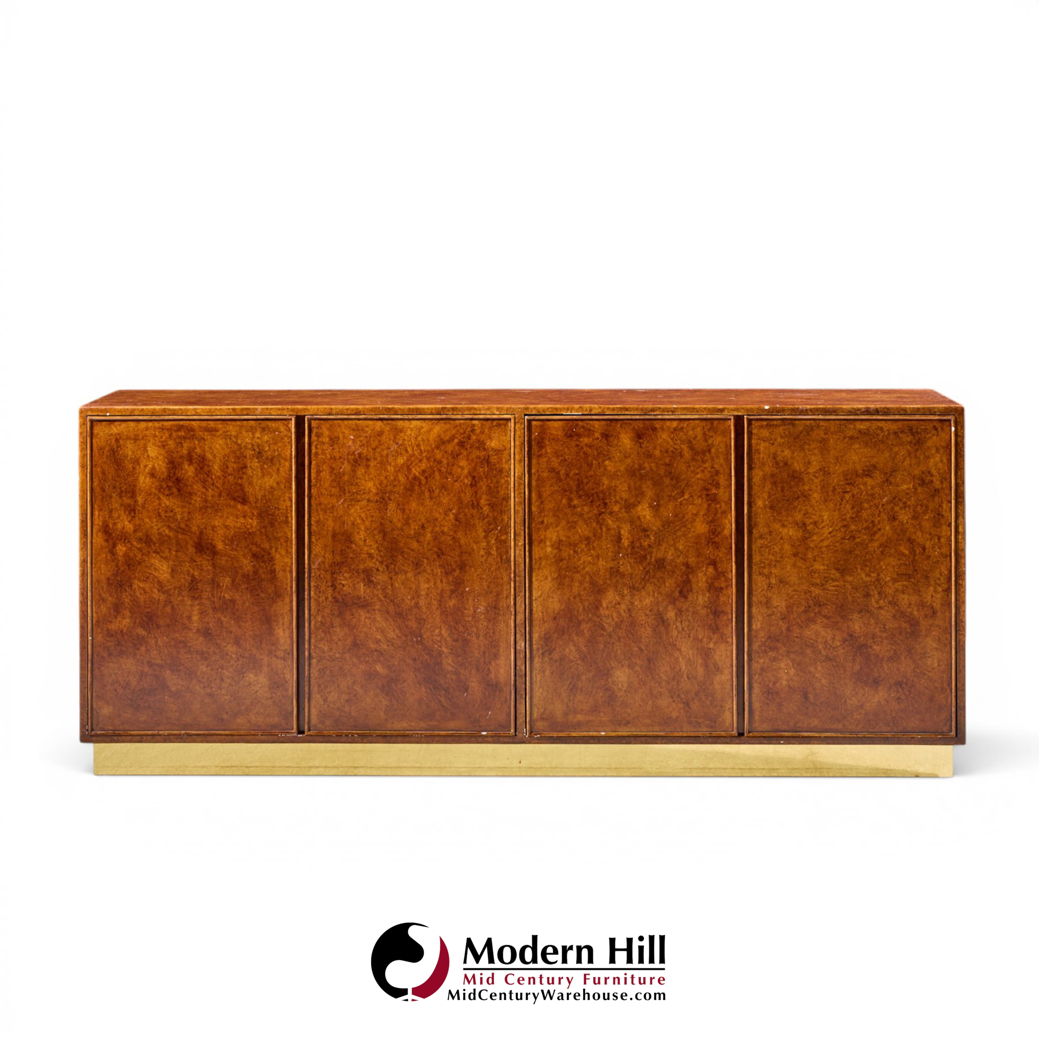 john widdicomb mid century burlwood and brass credenza
