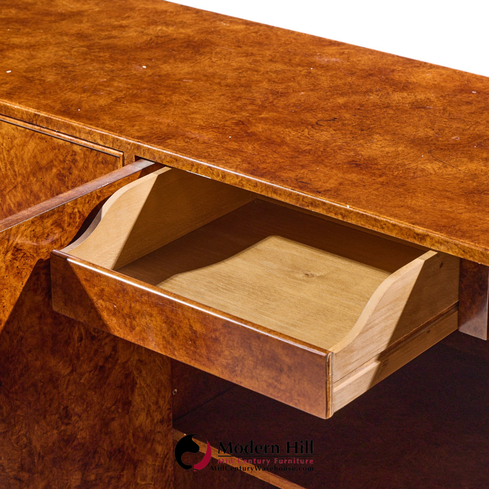 john widdicomb mid century burlwood and brass credenza
