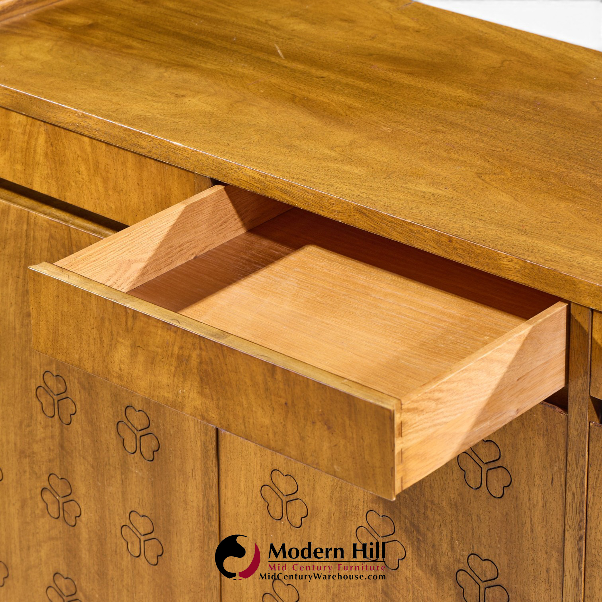 john widdicomb mid century walnut clover credenza