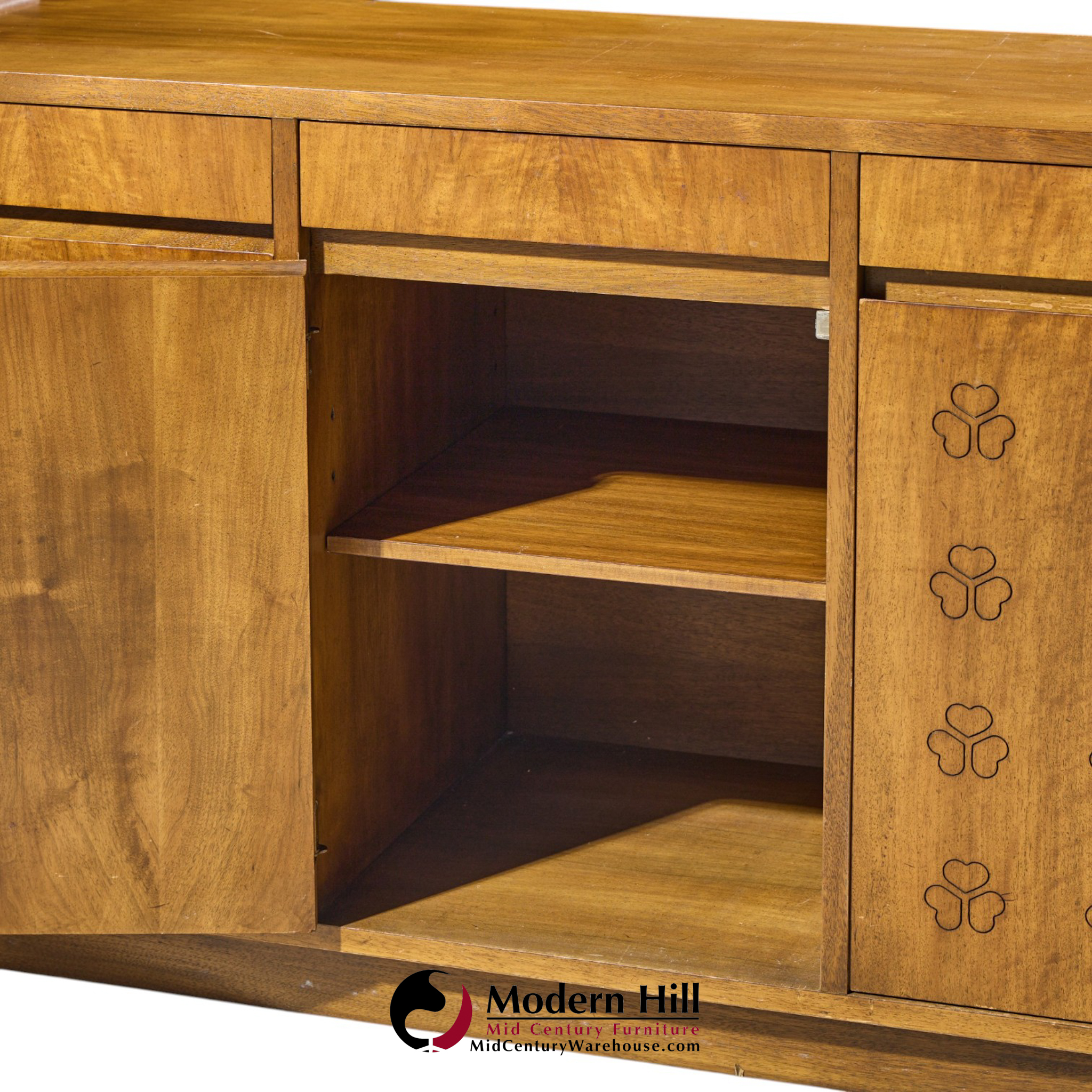 john widdicomb mid century walnut clover credenza