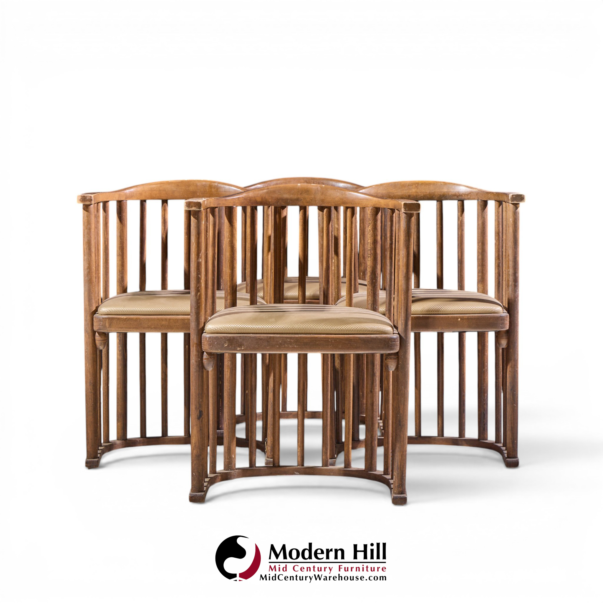 josef hoffmann no. 729/2f bentwood barrel chairs - set of 4