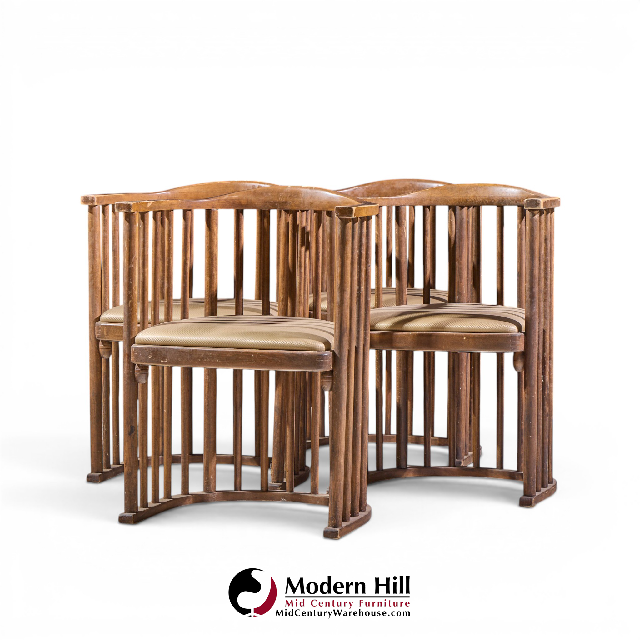 josef hoffmann no. 729/2f bentwood barrel chairs - set of 4