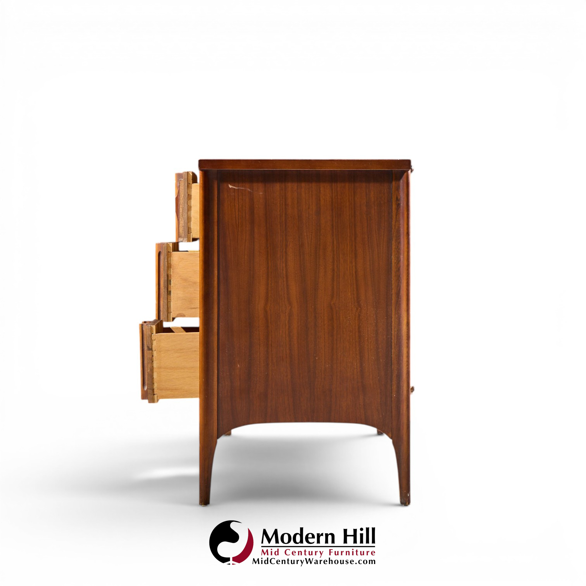 kent coffey perspecta mid century walnut and rosewood 9-drawer dresser