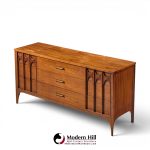 kent coffey perspecta mid century walnut and rosewood 9-drawer dresser