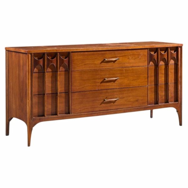 kent coffey perspecta mid century walnut and rosewood 9-drawer dresser